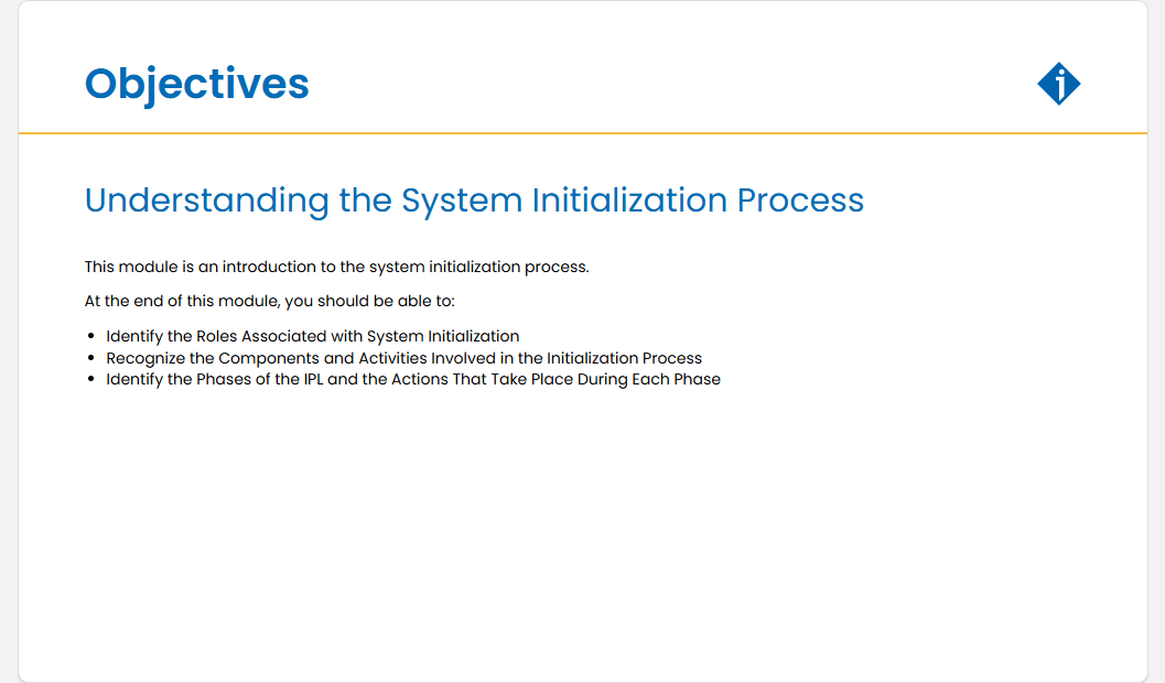 Understanding the System Initialization Process Understanding the System Initialization Process - Objectives screenshot