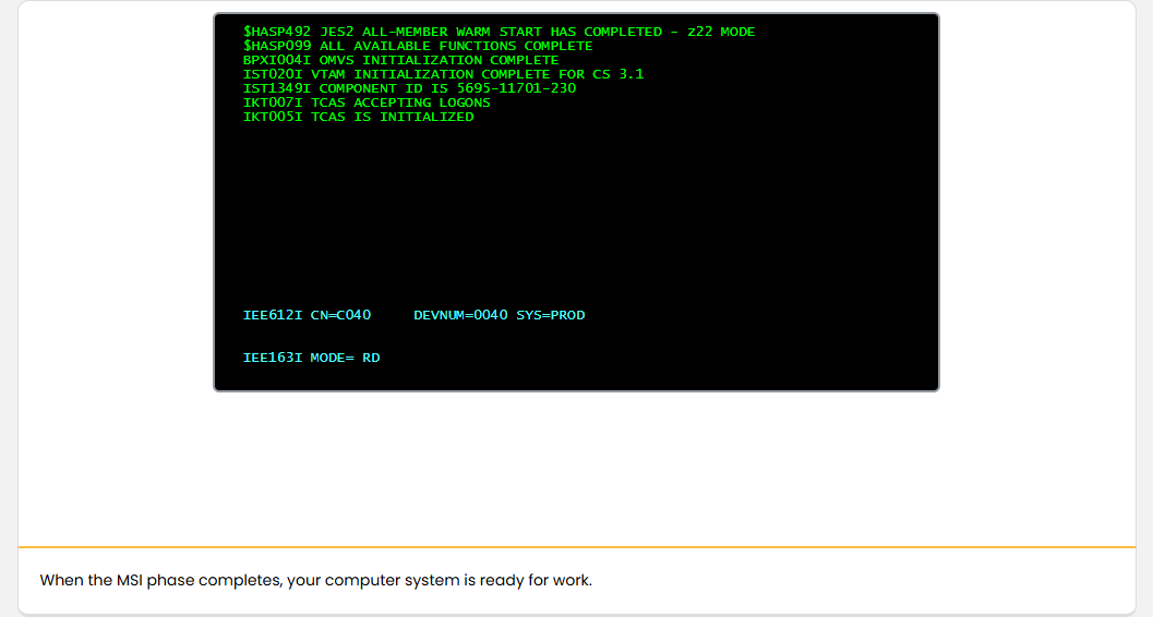 Understanding the System Initialization Process IPL Phases: Understanding the System Initialization Process - MSI Phase screenshot