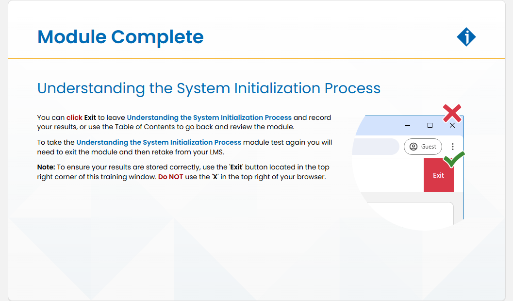 Understanding the System Initialization Process Module Test: Understanding the System Initialization Process - Module Complete screenshot