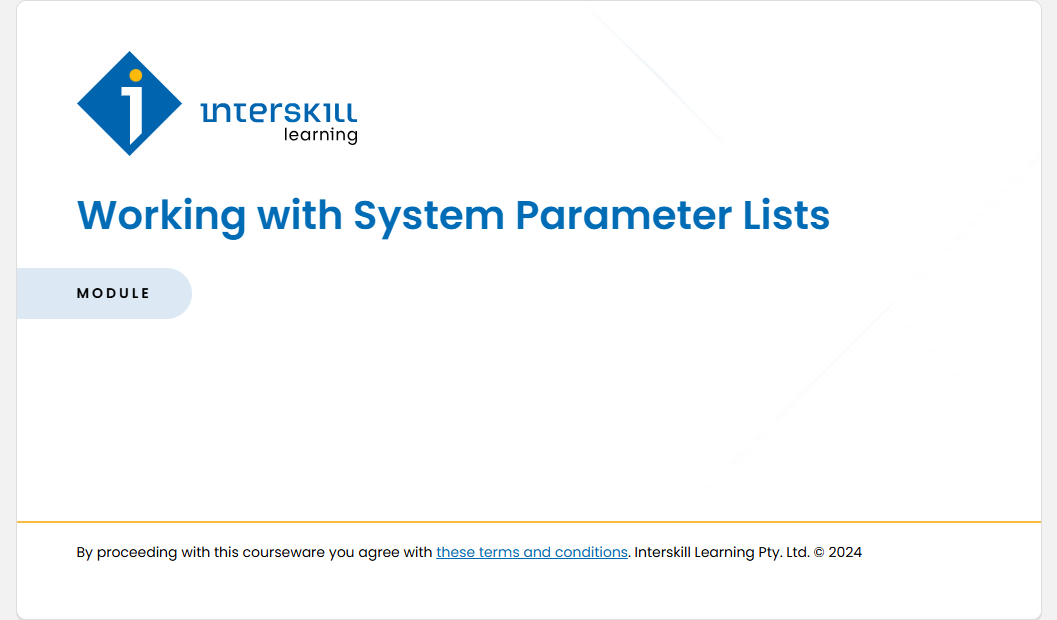 Working with System Parameter Lists Working with System Parameter Lists - Working with System Parameter Lists screenshot